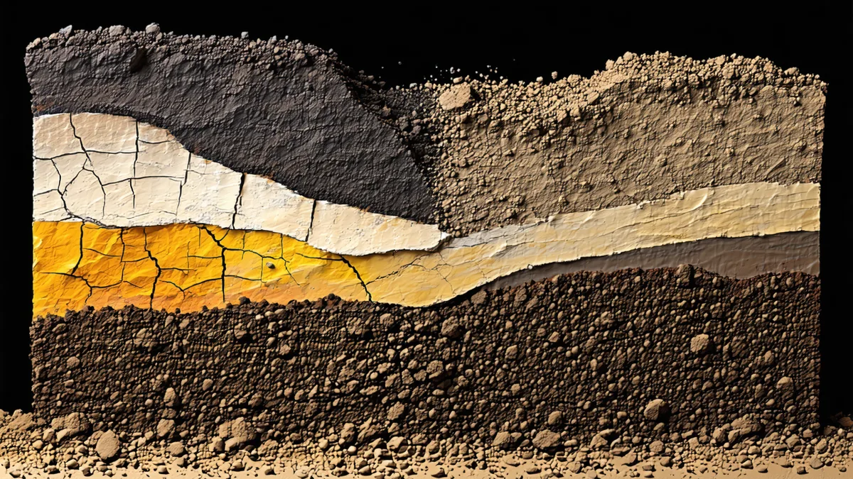 Soil profile cross-section showing organic carbon layers