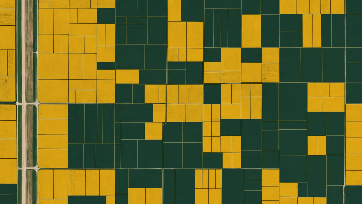 GPS field boundary map overlay on agricultural fields