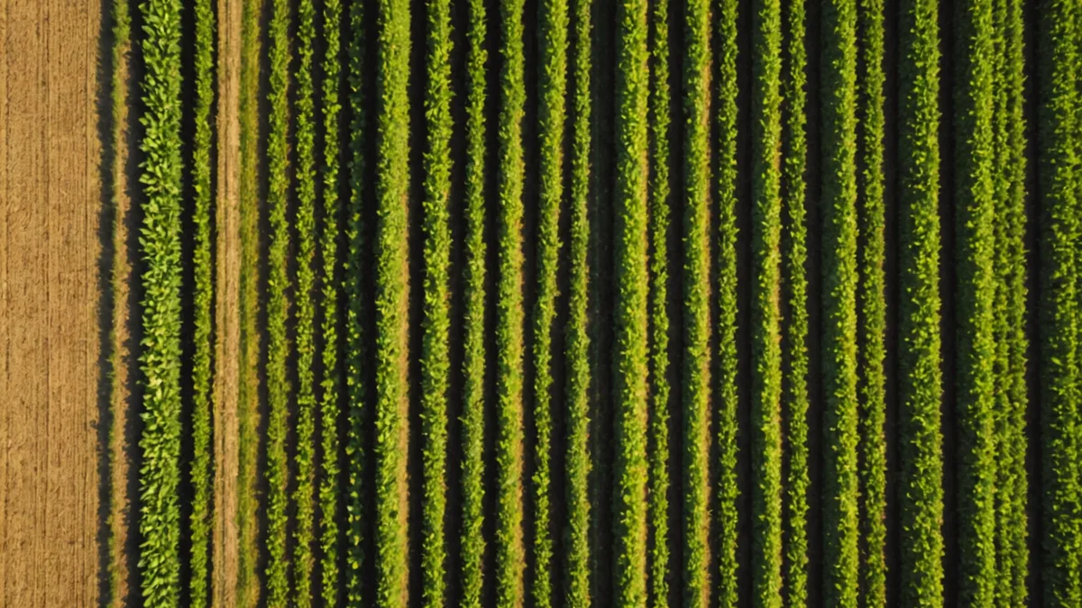 Corn field with variable-rate nitrogen application zone map overlay