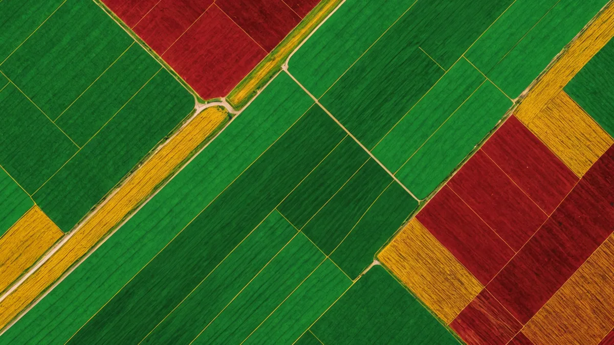 NDVI false-color satellite map showing corn stress zones