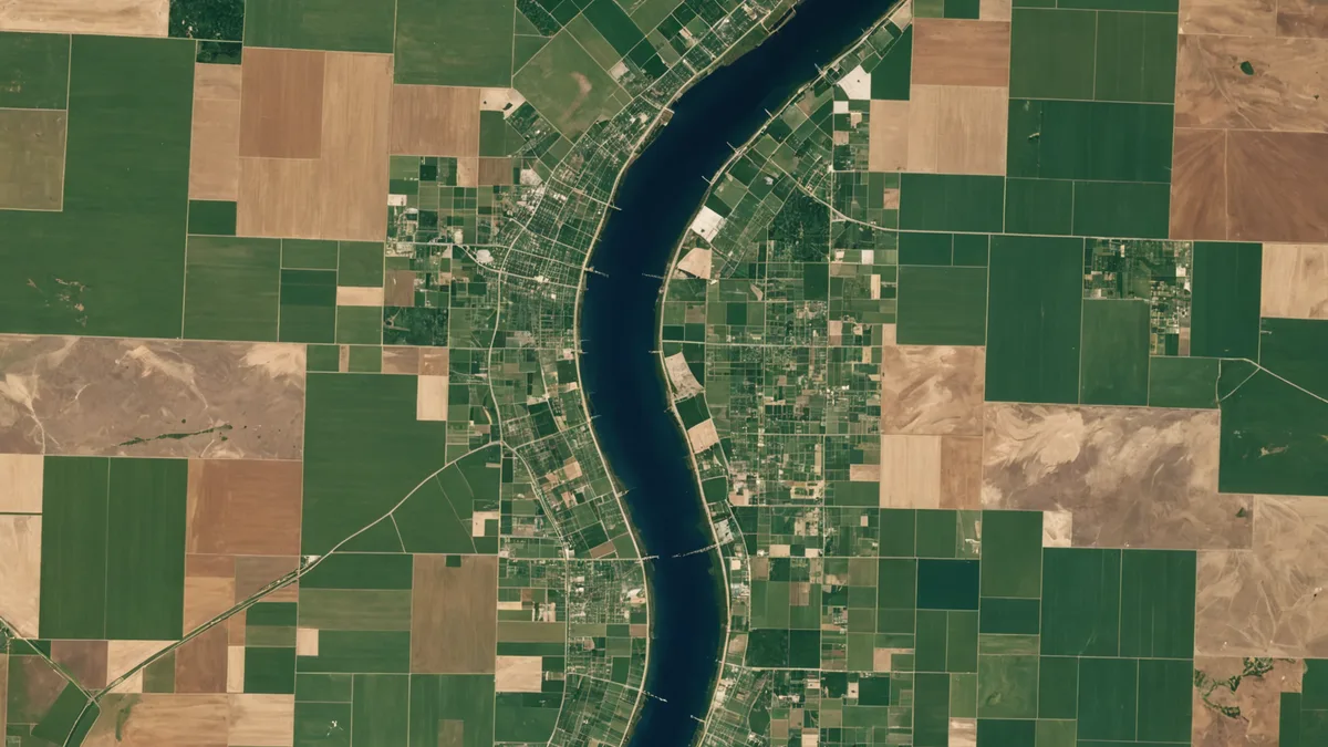 Sentinel-2 satellite orbit path over Midwest agricultural region