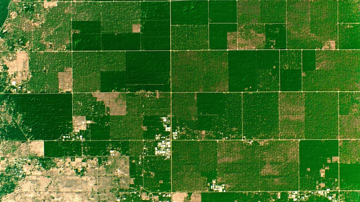 Satellite remote sensing imagery over agricultural landscape