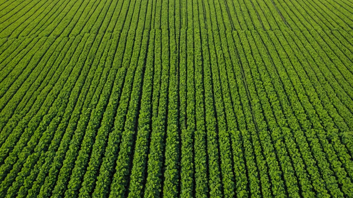Soybean field with variable crop emergence zones visible